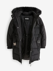 Baker by Ted Baker Shower Resistant Utility Belted Longline Black Parka - Image 14 of 19