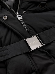 Baker by Ted Baker Shower Resistant Utility Belted Longline Black Parka - Image 15 of 19