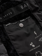 Baker by Ted Baker Shower Resistant Utility Belted Longline Black Parka - Image 16 of 19