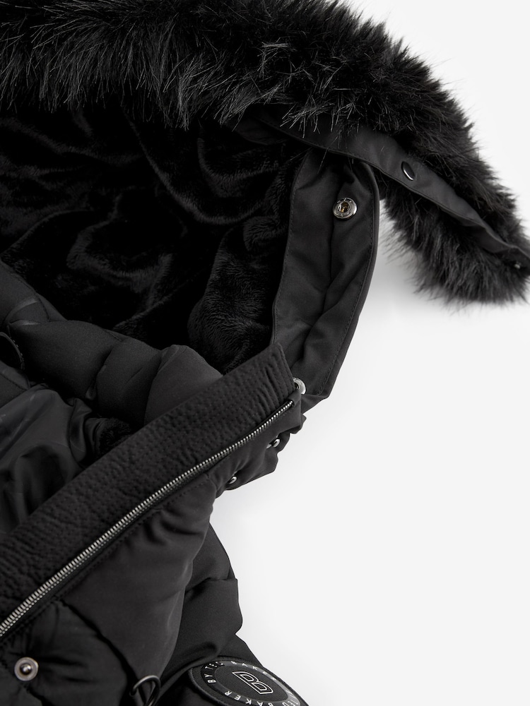 Parka Baker by Ted Baker noire longue à ceinture utilitaire imperméable - Image 18 of 19