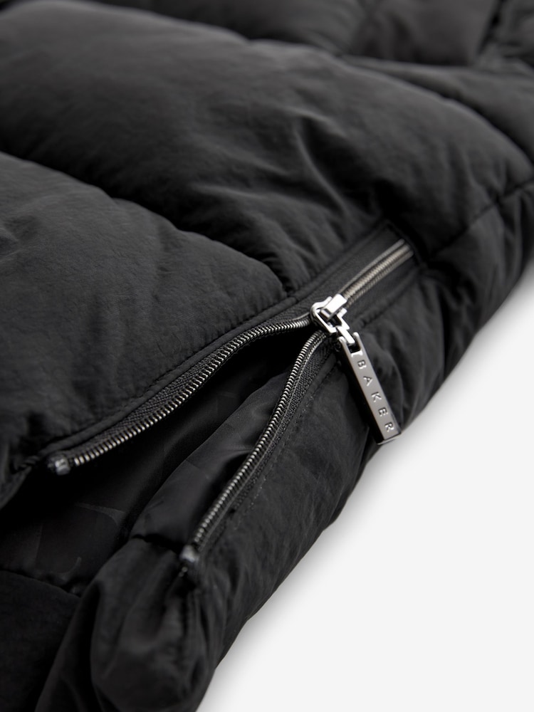 Baker by Ted Baker Shower Resistant Utility Belted Longline Black Parka - Image 19 of 19