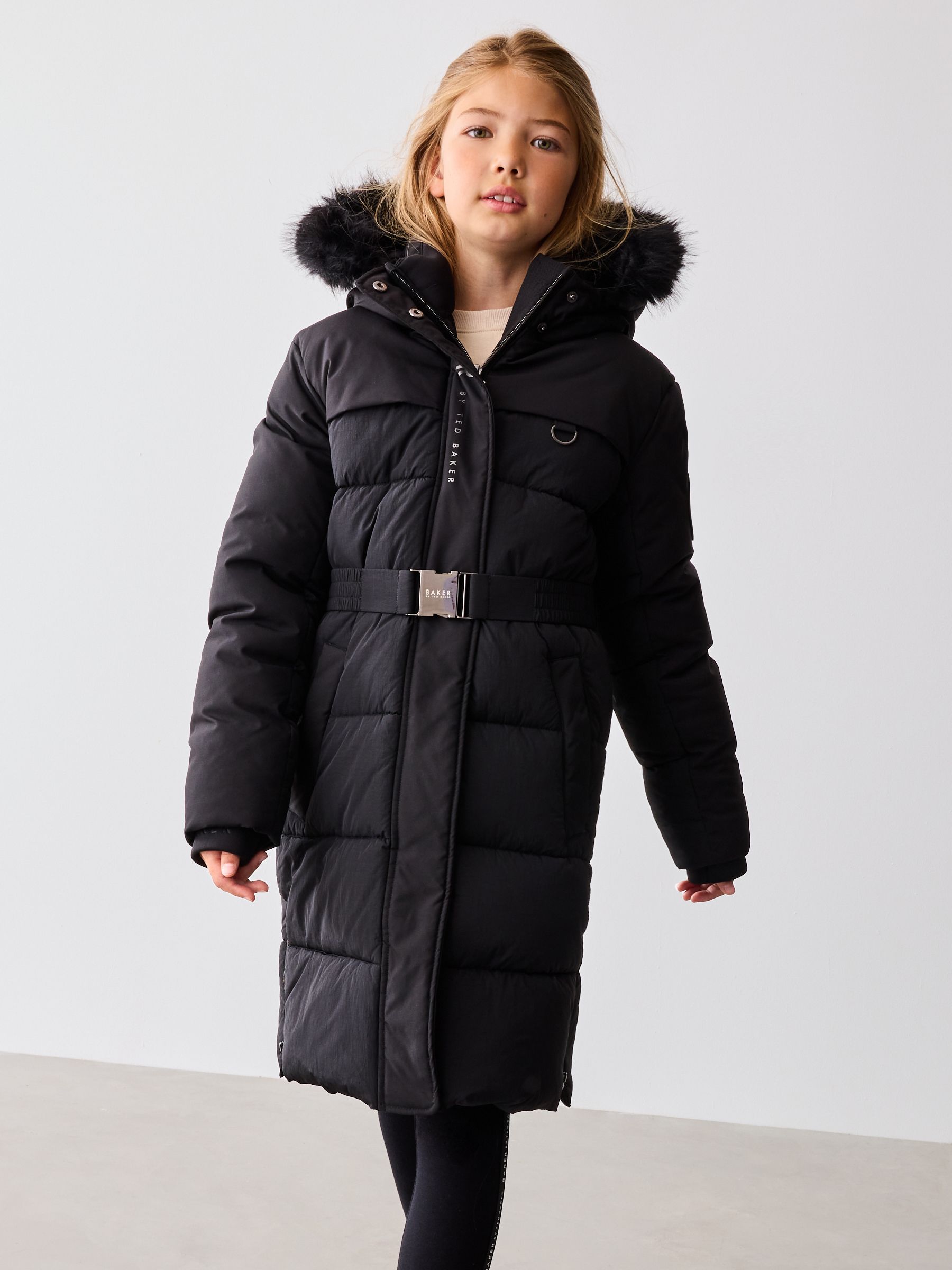Buy Baker by Ted Baker Shower Resistant Utility Belted Longline Black Parka from Next Luxembourg