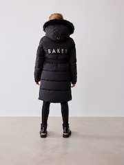 Baker by Ted Baker Shower Resistant Utility Belted Longline Black Parka - Image 3 of 19
