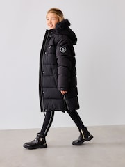 Baker by Ted Baker Shower Resistant Utility Belted Longline Black Parka - Image 4 of 19