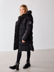 Baker by Ted Baker Shower Resistant Utility Belted Longline Black Parka - Image 5 of 19