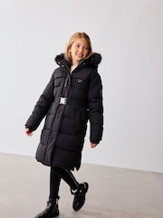 Baker by Ted Baker Shower Resistant Utility Belted Longline Black Parka - Image 6 of 19