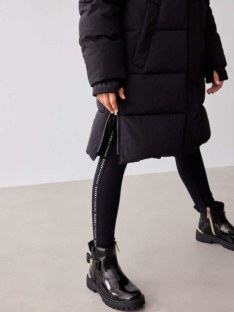 Parka Baker by Ted Baker noire longue à ceinture utilitaire imperméable - Image 9 of 19