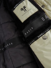 Baker by Ted Baker Khaki Green Shower Resistant Belted Coat - Image 15 of 17