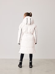 Baker by Ted Baker Cream Shower Resistant Padded Belted Parka - Image 3 of 14