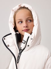 Baker by Ted Baker Cream Shower Resistant Padded Belted Parka - Image 6 of 14