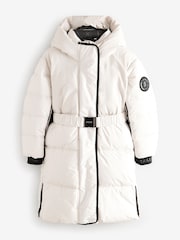 Baker by Ted Baker Cream Shower Resistant Padded Belted Parka - Image 8 of 14