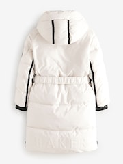 Baker by Ted Baker Cream Shower Resistant Padded Belted Parka - Image 9 of 14