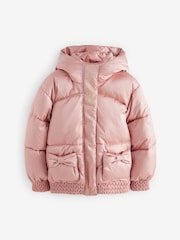 Baker by Ted Baker Pink Shower Resistant Bow Pocket Padded Coat - Image 10 of 17