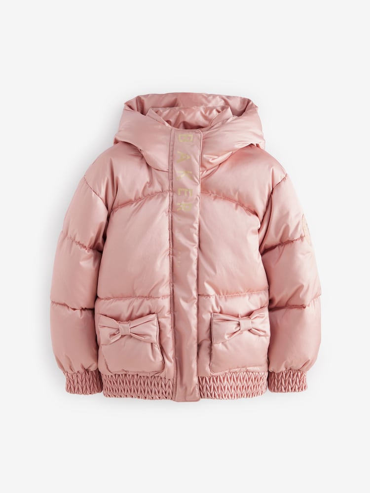 Baker by Ted Baker Pink Shower Resistant Bow Pocket Padded Coat - Image 10 of 17