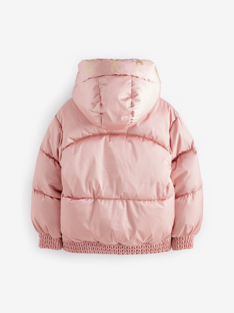Baker by Ted Baker Pink Shower Resistant Bow Pocket Padded Coat - Image 12 of 17