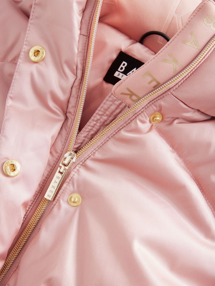 Baker by Ted Baker Pink Shower Resistant Bow Pocket Padded Coat - Image 14 of 17