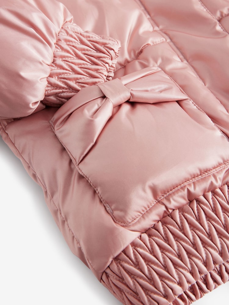 Baker by Ted Baker Pink Shower Resistant Bow Pocket Padded Coat - Image 15 of 17