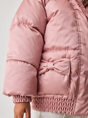 Baker by Ted Baker Pink Shower Resistant Bow Pocket Padded Coat - Image 6 of 17