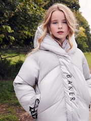 Baker by Ted Baker Shower Resistant Silver Pearl Branded Padded Coat - Image 1 of 11