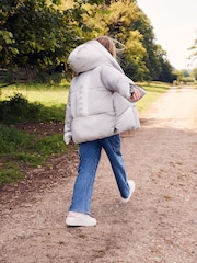 Baker by Ted Baker Shower Resistant Silver Pearl Branded Padded Coat - Image 4 of 11