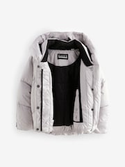Baker by Ted Baker Shower Resistant Silver Pearl Branded Padded Coat - Image 6 of 11