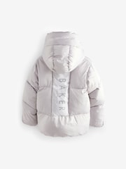 Baker by Ted Baker Shower Resistant Silver Pearl Branded Padded Coat - Image 7 of 11