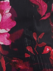 Quiz Red Chiffon Floral Print Asymmetric Dress - Image 4 of 4