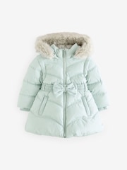 Baker by Ted Baker Mint Green Shower Resistant Bow Belted Padded Coat - Image 10 of 20