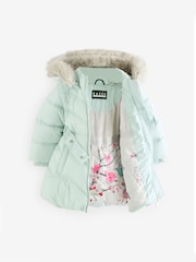 Baker by Ted Baker Mint Green Shower Resistant Bow Belted Padded Coat - Image 11 of 20