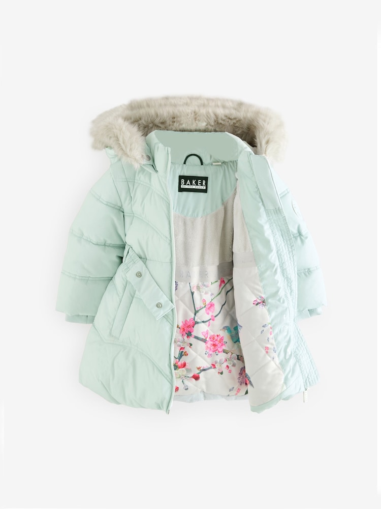 Baker by Ted Baker Mint Green Shower Resistant Bow Belted Padded Coat - Image 11 of 20