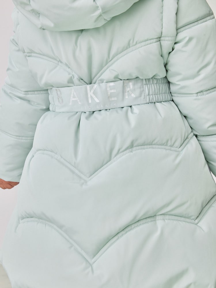 Baker by Ted Baker Mint Green Shower Resistant Bow Belted Padded Coat - Image 14 of 20