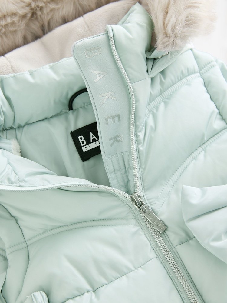 Baker by Ted Baker Mint Green Shower Resistant Bow Belted Padded Coat - Image 15 of 20