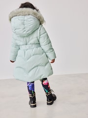 Baker by Ted Baker Mint Green Shower Resistant Bow Belted Padded Coat - Image 6 of 20
