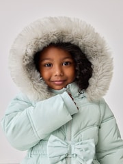 Baker by Ted Baker Mint Green Shower Resistant Bow Belted Padded Coat - Image 9 of 20
