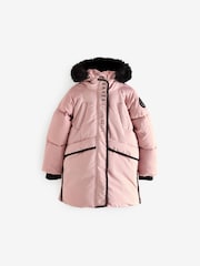 Baker by Ted Baker Pink Shower Resistant Padded Longline Parka - Image 10 of 19