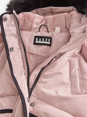 Baker by Ted Baker Pink Shower Resistant Padded Longline Parka - Image 12 of 19