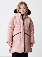 Baker by Ted Baker Pink Shower Resistant Padded Longline Parka - Image 2 of 19