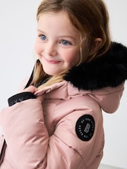 Baker by Ted Baker Pink Shower Resistant Padded Longline Parka - Image 7 of 19
