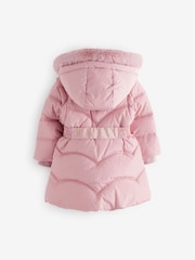 Baker by Ted Baker Shower Resistant Pink Bow Belted Padded Coat - Image 11 of 15