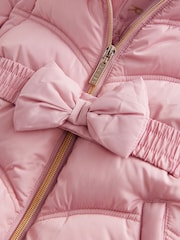 Baker by Ted Baker Shower Resistant Pink Bow Belted Padded Coat - Image 14 of 15