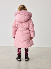 Baker by Ted Baker Shower Resistant Pink Bow Belted Padded Coat - Image 3 of 15