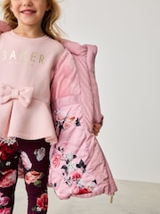 Baker by Ted Baker Shower Resistant Pink Bow Belted Padded Coat - Image 5 of 15