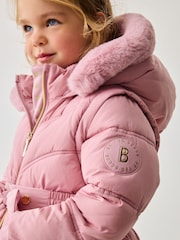 Baker by Ted Baker Shower Resistant Pink Bow Belted Padded Coat - Image 7 of 15