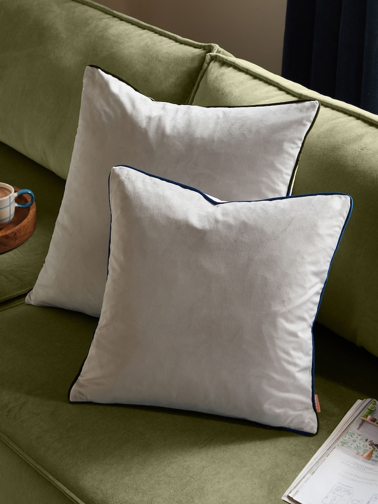 Furn Silver Meridian Velvet Cushion 45 x 45cm Cover 45cm X 45cm - Image 2 of 5 Furn Silver Meridian Velvet Cushion 45 x 45cm Cover 45cm X 45cm - Image 2 of 5