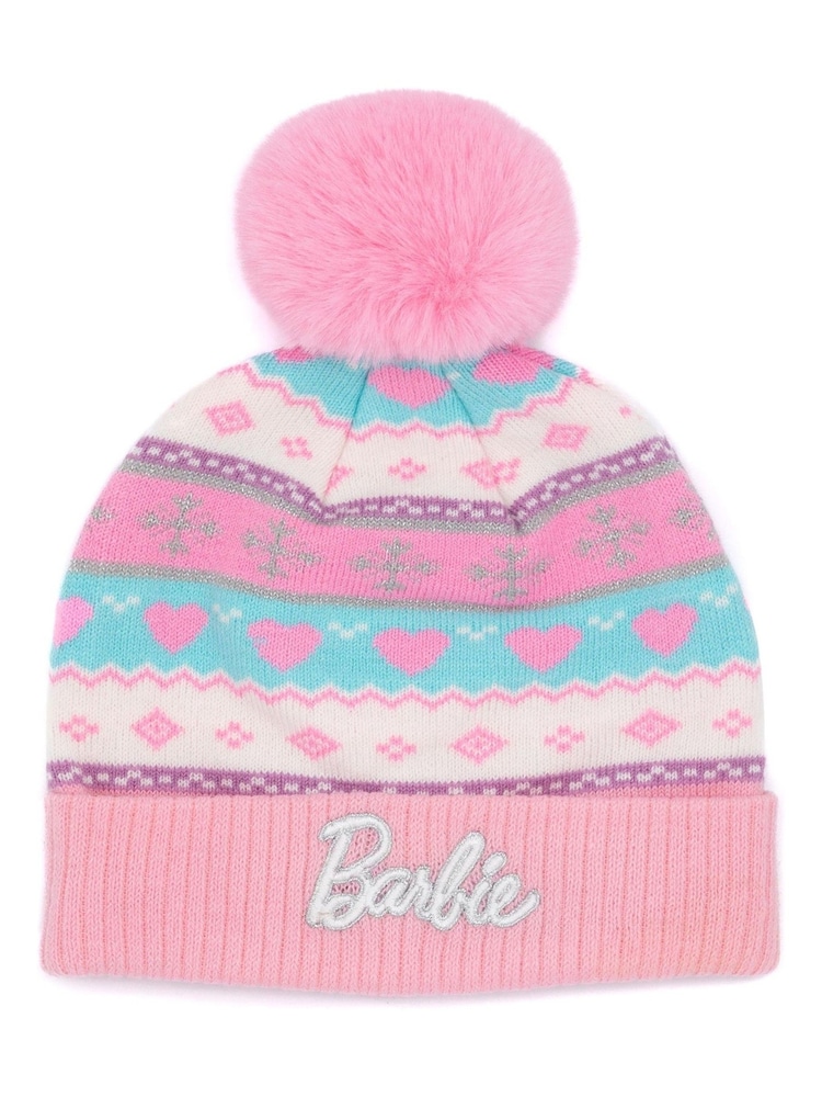 Vanilla Underground Pink Barbie Kids Character Knitted Hat and Gloves Set - Image 2 of 5