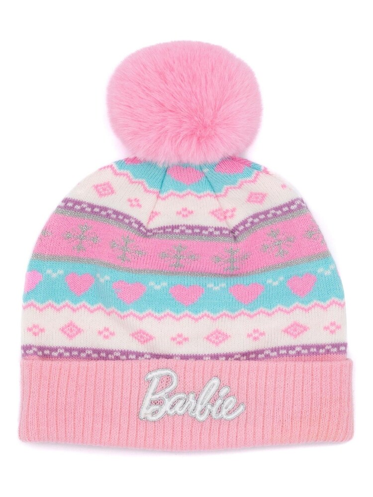 Vanilla Underground Pink Barbie Kids Character Knitted Hat and Gloves Set - Image 2 of 5 Vanilla Underground Pink Barbie Kids Character Knitted Hat and Gloves Set - Image 2 of 5