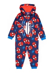 Vanilla Underground Blue Spiderman Fleece All-In-One - Image 1 of 6
