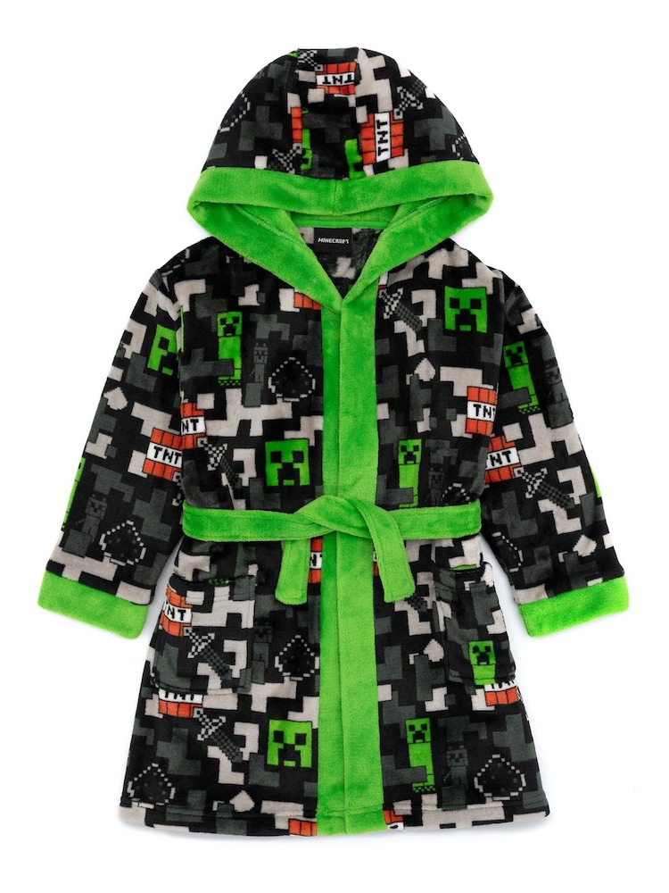 Vanilla Underground Black Minecraft Unisex Kids Fleece Dressing Gown Robe - Image 1 of 7