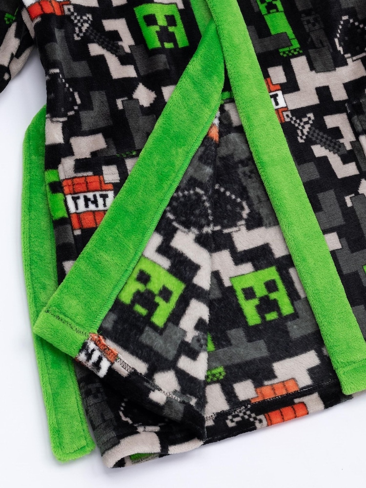 Noir Minecraft - Peignoir Vanilla Underground unisexe en polaire pour enfant - Image 3 of 7
