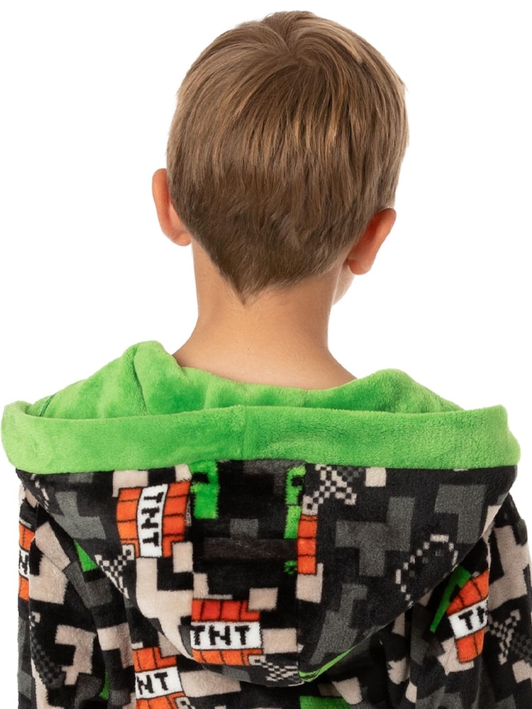 Vanilla Underground Black Minecraft Unisex Kids Fleece Dressing Gown Robe - Image 7 of 7